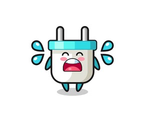 electric plug cartoon illustration with crying gesture