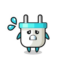 electric plug mascot character with afraid gesture