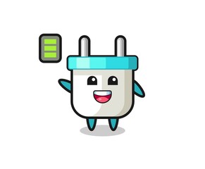 electric plug mascot character with energetic gesture