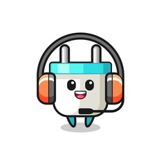 Cartoon mascot of electric plug as a customer service