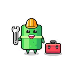 Mascot cartoon of bamboo as a mechanic