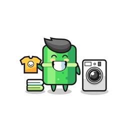 Mascot cartoon of bamboo with washing machine