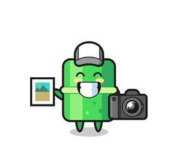 Character Illustration of bamboo as a photographer