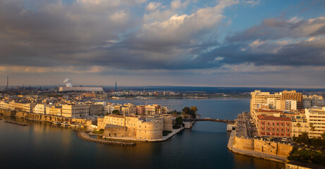 Fototapeta na wymiar Aerial view of Taranto city castle, Italy