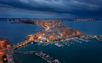 Obraz premium Aerial view of Taranto old city, Puglia. Italy