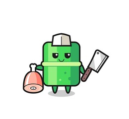 Illustration of bamboo character as a butcher