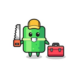 Illustration of bamboo character as a woodworker