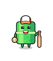 Cartoon character of bamboo as a baseball player