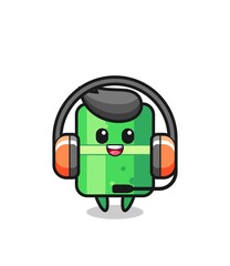 Cartoon mascot of bamboo as a customer service