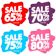 Set Sale banners design template, discount tags, app icons, vector illustration