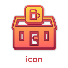 Gold Store building of beer shop icon isolated on white background. Brewery sign. Vector