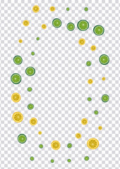 Sunny Lime Background Transparent Vector. Art Illustration. Yellow Lemon Detox. Simple Lime Grass Set.