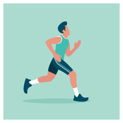 Fototapeta na wymiar Running marathon cartoon vector illustration. Runner male marathon icon vector