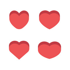 Heart icons. Isometric flat design 3d style. Love and romance symbol set.