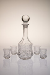 empty bottle and glasses transparent white background