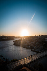 Naklejka na ściany i meble Sunset Porto Portugal Bridge Ponte Luis I