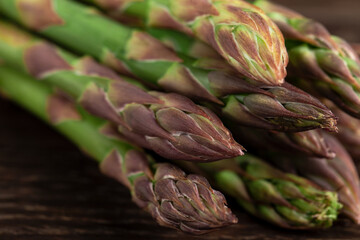 Bundle of green asparagus closeup