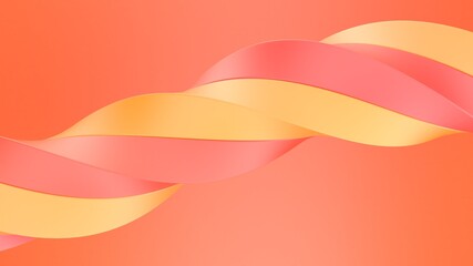 minimal abstract composition figure ribbon orange yellow 3d render
