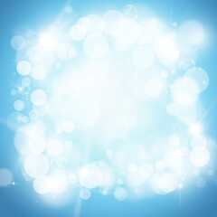 Obraz premium Soft Blue sparkle rays glitter lights with bokeh elegant abstract background. Dust sparks background.