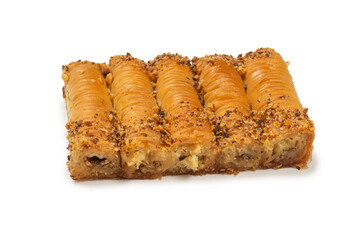 Delicious sweet baklava isolated on white background.