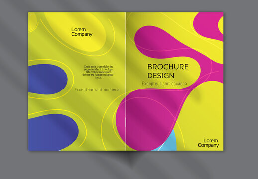 Brochure Cover Layout with Abstract Gradient Wavy Shapes and Lines