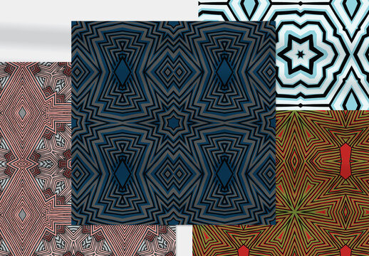 Seamless Pattern Collection with Ethic Mandala Motif
