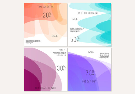 Social Media Post Layouts with Transparent Overlapping  Gradient Waves