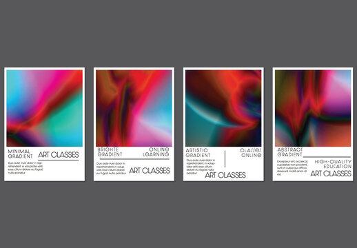 Flyer Layouts with Bright Holographic Gradient Picture