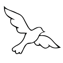 Hand-drawn illustration of a dove. Vector doodle birds isolated on white background for your design of wedding cards, posters, invitations.