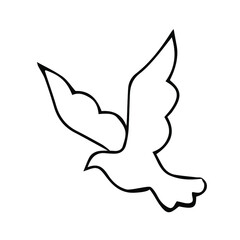 Hand-drawn illustration of a dove. Vector doodle birds isolated on white background for your design of wedding cards, posters, invitations.