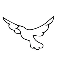 Hand-drawn illustration of a dove. Vector doodle birds isolated on white background for your design of wedding cards, posters, invitations.
