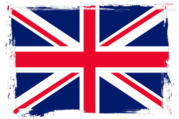 British flag, United Kingdom, banner with grunge brush. 