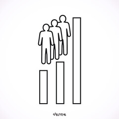 Audience Trends vector icon. Style is flat circled symbol, black color, rounded angles, light gray background.