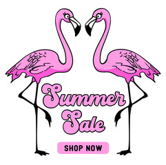 Summer Sale Banner With Flamingo