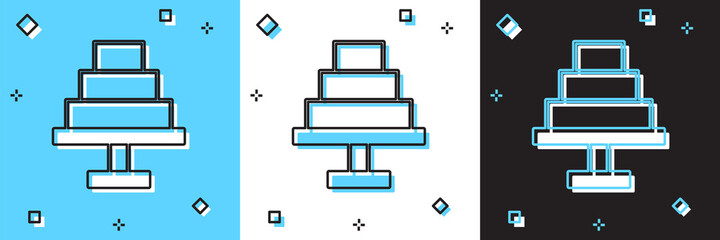 Set Cake icon isolated on blue and white, black background. Happy Birthday. Vector