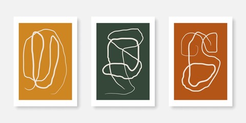 Bright Colorful Creative Posters Set. Abstract Line Art Prints. Striped Geometric Backgrounds  Vector Digital Modern Tredny Design for Covers, Templates, Posters, Banners, Wall Prints, Flyers and etc.