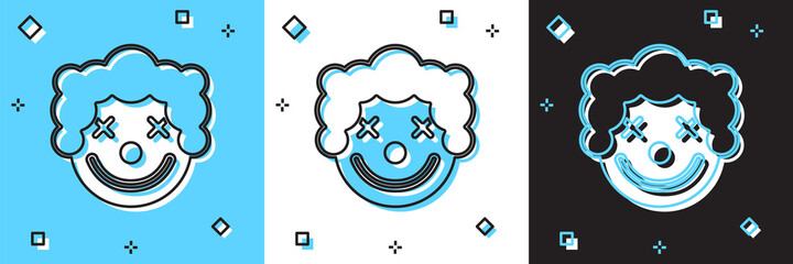 Set Clown head icon isolated on blue and white, black background. Vector