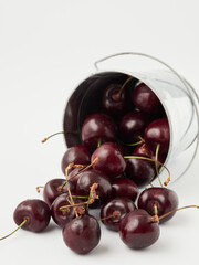 ripe cherries on a white background