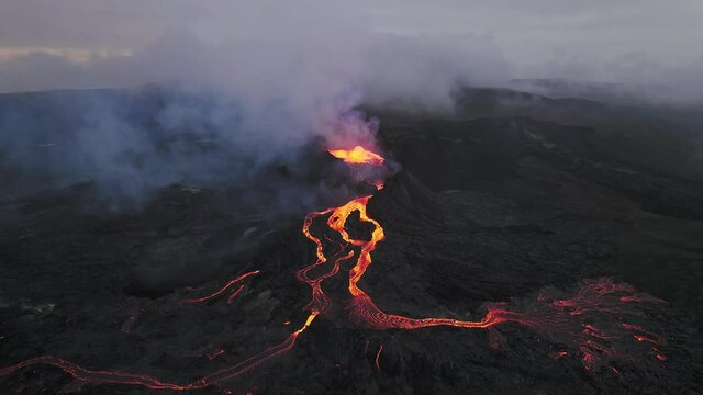 Fagradalsfjall Volcano in Iceland, Aerial shot