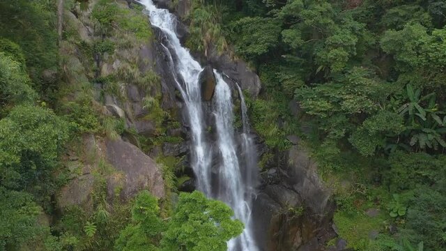 Beautiful an aerial view of waterfall in Borneo jungle. Waterfall in Borneo, Mahua Waterfall in Tambunan Kinabalu National Park.