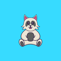 Cute dog is sitting. Animal cartoon concept isolated. Can used for t-shirt, greeting card, invitation card or mascot. Flat Cartoon Style