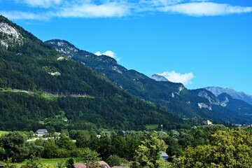 Fototapeta na wymiar Austrian Alps-outlook on the Stainach castle