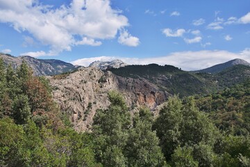 Fototapeta na wymiar Corsica-outlook from the road Porto-Evisa