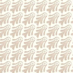 Fototapeta premium Minimal ecru jute geo texture pattern. Two tone washed out beach decor background. Modern rustic brown sand color design. Seamless geometric burlap effect pattern for shabby chic coastal living. 