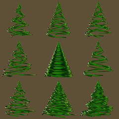 Abstract Christmas tree poinsettia. 3D Illustration.