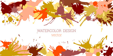 Splashes of paint. Blots. Creative bright watercolor background, banner, cover design. Art design in an abstract style.