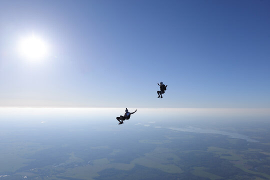 Skydiving. Freefly. Skydivers are having fun in the sky.