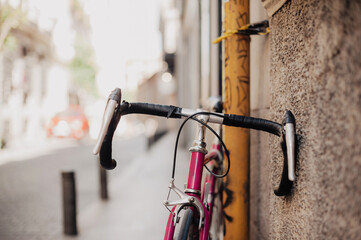 Old bike parked in the street