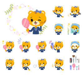 美容に関するトラの女の子のセット