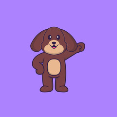 Cute dog hero. Animal cartoon concept isolated. Can used for t-shirt, greeting card, invitation card or mascot. Flat Cartoon Style